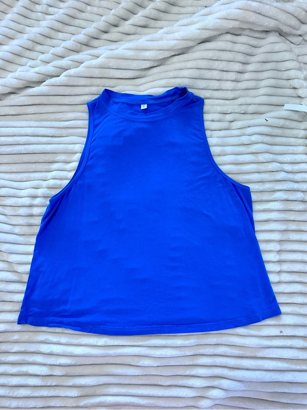 Women’s Royal Blue Sleeveless High-Neck Cropped Tank Top